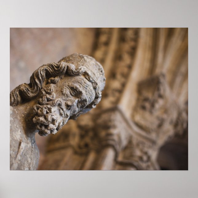 Detail of cloisters Patriarch Zacarias statue Poster (Front)