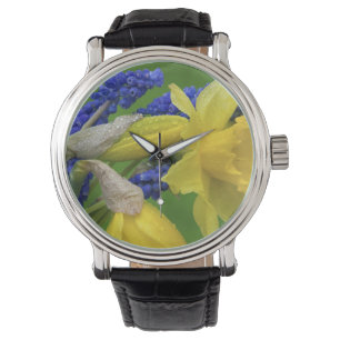 Detail of daffodil and hyacinth flowers. Credit Watch