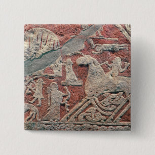 Detail of figures illustrating a saga 15 cm square badge