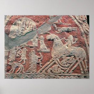 Detail of figures illustrating a saga poster