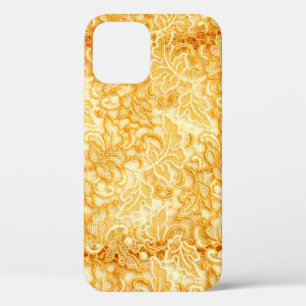 Detail of gold lace pattern fabric of cloth iPhone 12 case