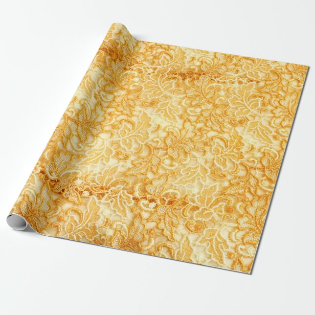 Detail of gold lace pattern fabric of cloth wrapping paper (Unrolled)