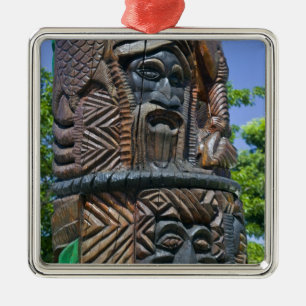 Detail of Kanak totem pole, Noumea, New 2 Metal Tree Decoration