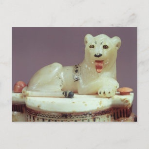 Detail of lid of an unguent jar with a figure postcard