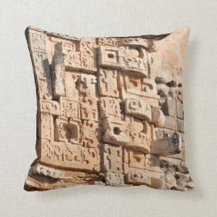 Detail Of Magician Pyramid, Yucatan, Mexico Cushion