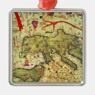Detail of North Africa and Europe Metal Tree Decoration