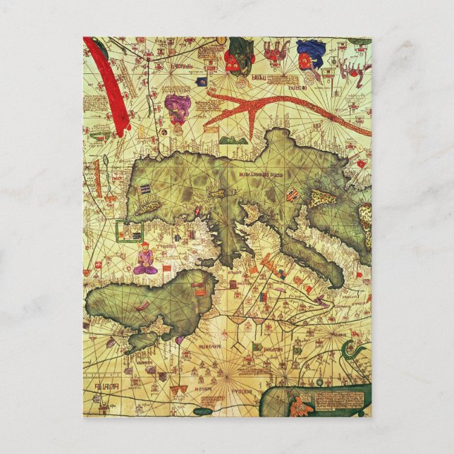 Detail of North Africa and Europe Postcard (Front)