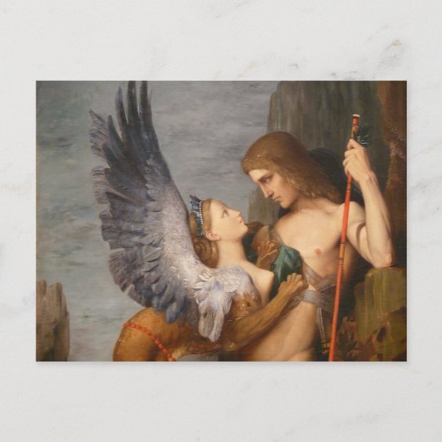 Detail of Oedipus and the Sphinx by Gustave Moreau Postcard (Front)