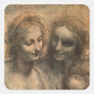 Detail of the Heads of the Virgin and St. Anne Square Sticker
