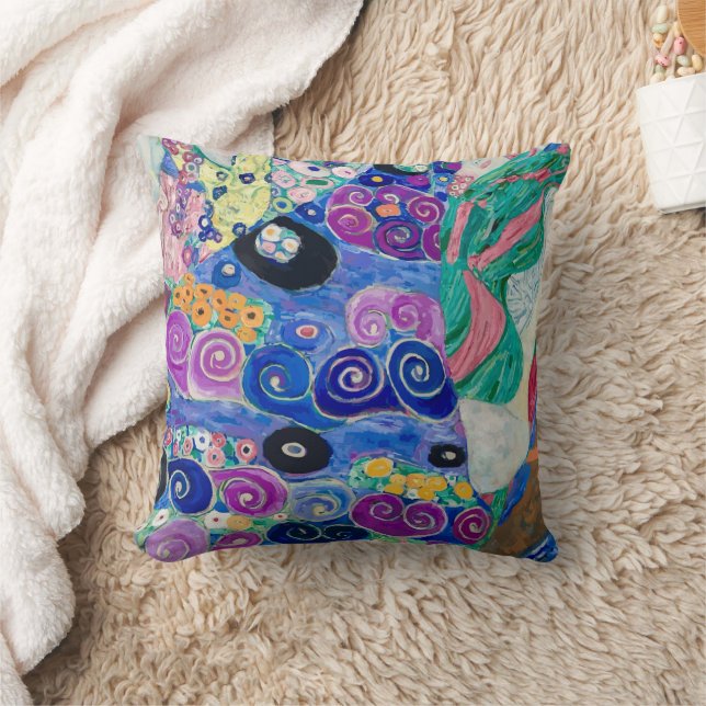 Detail of The Maiden by Gustav Klimt Cushion (Blanket)