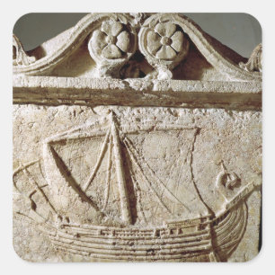 Detail of the Ship Sarcophagus, from Sidon Square Sticker