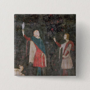 Detail of two falconers, from the Stag Room 15 Cm Square Badge