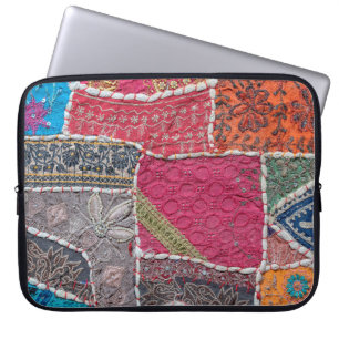 Detail old colourful patchwork carpet, India. Clos Laptop Sleeve