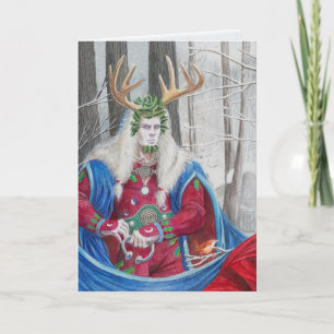 Detail Portrait of the Celtic Holly King Card