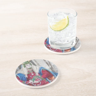 Detail Portrait of the Holly King Coaster