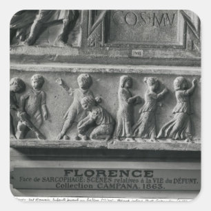 Detail sarcophagus depicting children playing square sticker