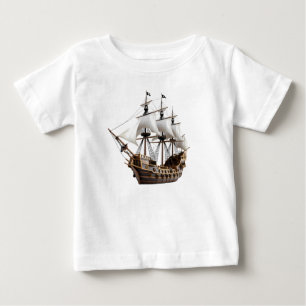 Detailed 3D Rendering of a Pirate Ship Baby T-Shirt