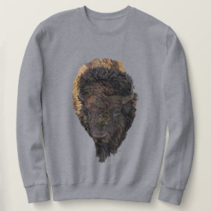 Detailed American Bison Head Western Wildlife Sweatshirt
