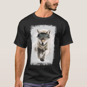 Detailed Animal Wolf with Ski Goggles T-Shirt