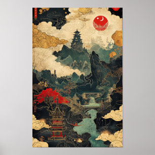 Detailed Asia Road Map Poster