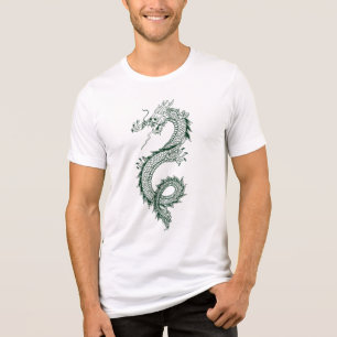 “Detailed Asian Dragon Line Art – Mythical Creatur Tri-Blend Shirt