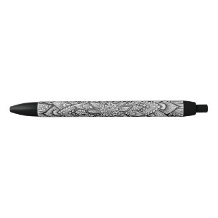 Detailed Black and White Hand Drawn Mandala Pen