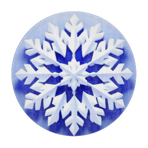 Detailed Blue Snowflake Cutting Board
