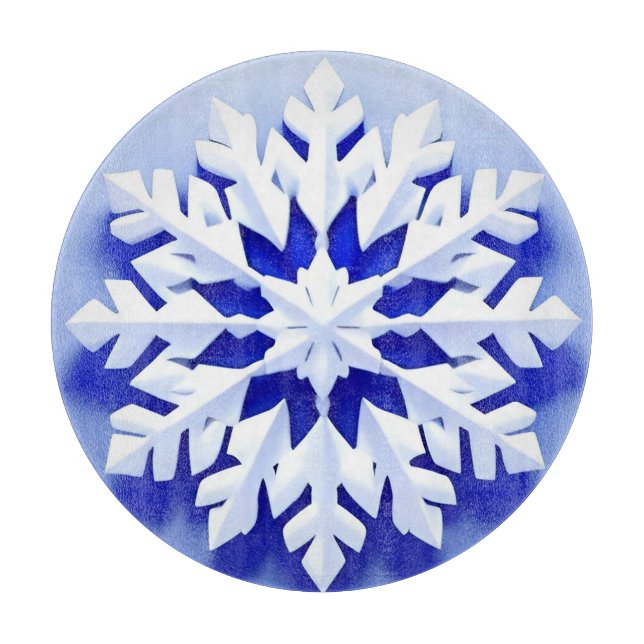 Detailed Blue Snowflake Cutting Board (Front)