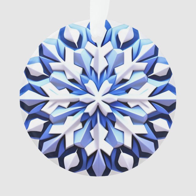 Detailed Blue Snowflake Ornament (Front)