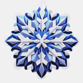 Detailed Blue Snowflake Tree Decoration Card
