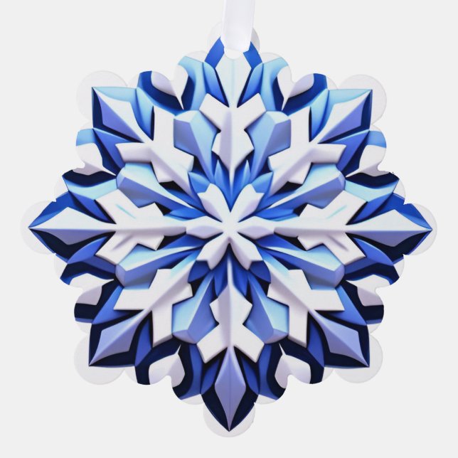 Detailed Blue Snowflake Tree Decoration Card (Front)