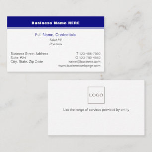 Detailed Business and Corporate Navy Blue, White Business Card
