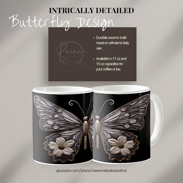Detailed Butterfly Design Ceramic Mug (Creator Uploaded)