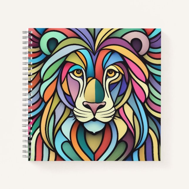 Detailed Colourful Lion Head Notebook (Front)