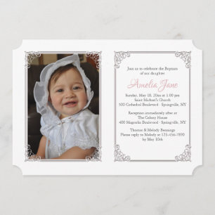 Detailed Corners Photo Baptism Invitation