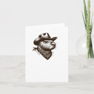 Detailed Denim Capybara Intense Look Sticker  Card