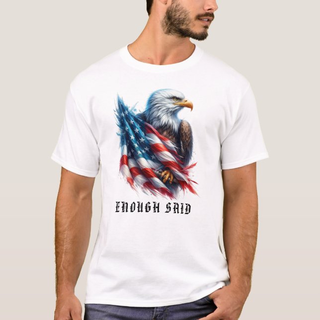 *~*  Detailed EagleAP16 American Flag USA Bald  T-Shirt (Front)