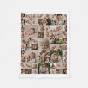Detailed Family Photo Album Collage Grid Fleece Bl Blanket