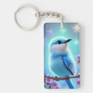 Detailed Fantasy Cute Kawaii baby blue bird Key Ring