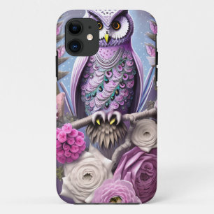 Detailed Fantasy Owl on a bed of Thorns iPhone 11 Case