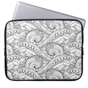 Detailed Floral Pattern Doodle Laptop Sleeve