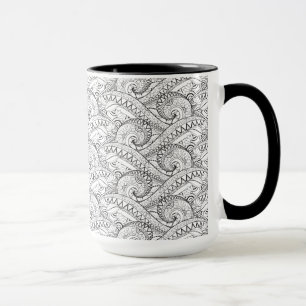 Detailed Floral Pattern Doodle Mug