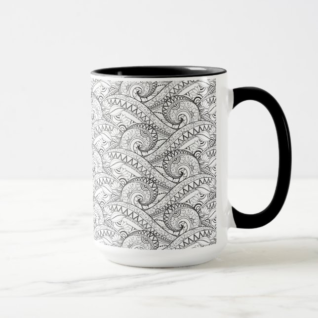 Detailed Floral Pattern Doodle Mug (Right)