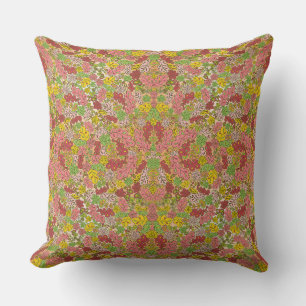 Detailed Floral Pink Green Vintage Pattern Cushion