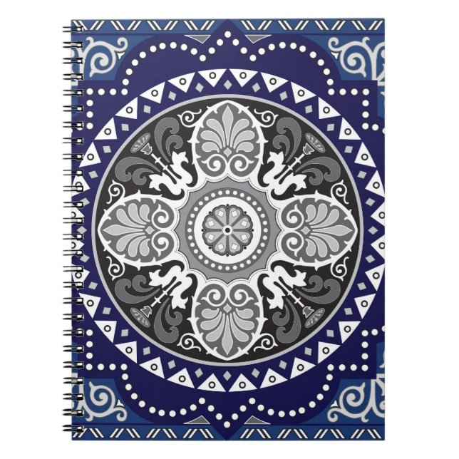 Detailed Floral Scarf Paisley Design Notebook (Front)