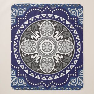 Detailed Floral Scarf Paisley Design Sherpa Blanket