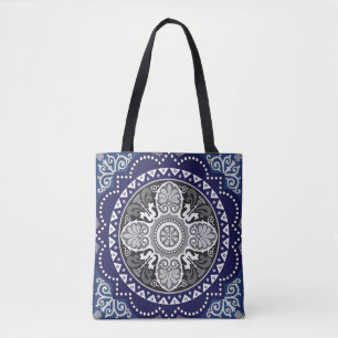 Detailed Floral Scarf Paisley Design Tote Bag
