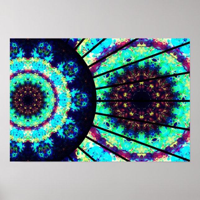 Detailed Fluorescent Cell Mandala Poster (Front)