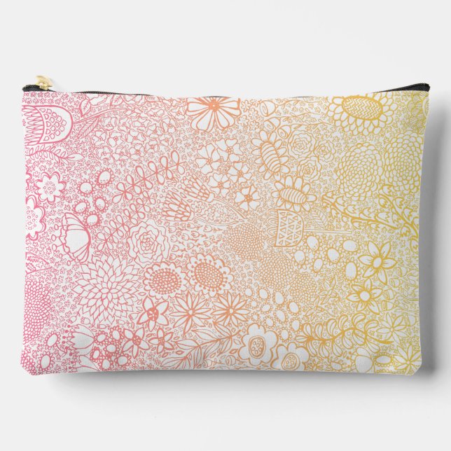 Detailed Garden Scene Artist Birthday Coral Peach Accessory Pouch (Front)