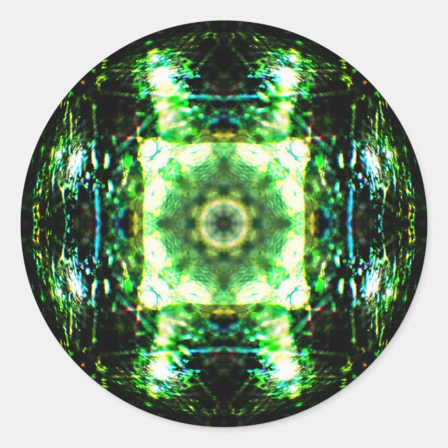 Detailed Glass Effect Mandala Classic Round Sticker (Front)